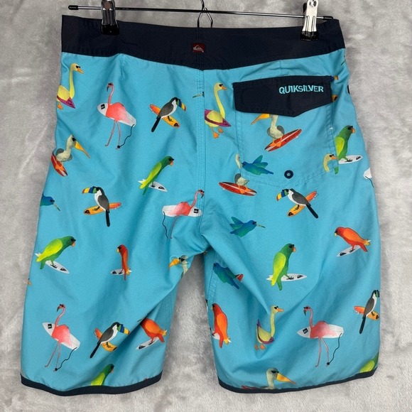 Quiksilver Mens Swim Trunks Board Shorts Blue Bird Print Size‎ 28 - Picture 2 of 5